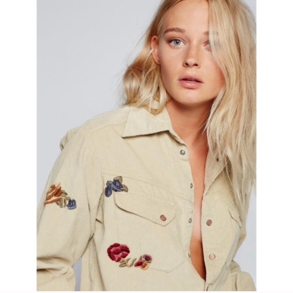 Free People Harley Embroidered Corduroy Shirt - Picture 6 of 7